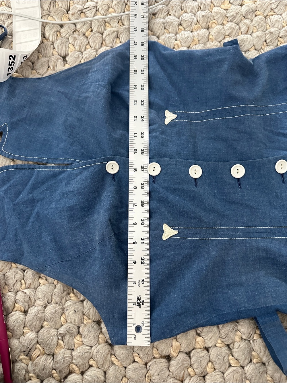 Vintage 1950s Gay Gibson Avondale Denim Maxi Dress Sleeveless Button Front - Picture 5 of 8